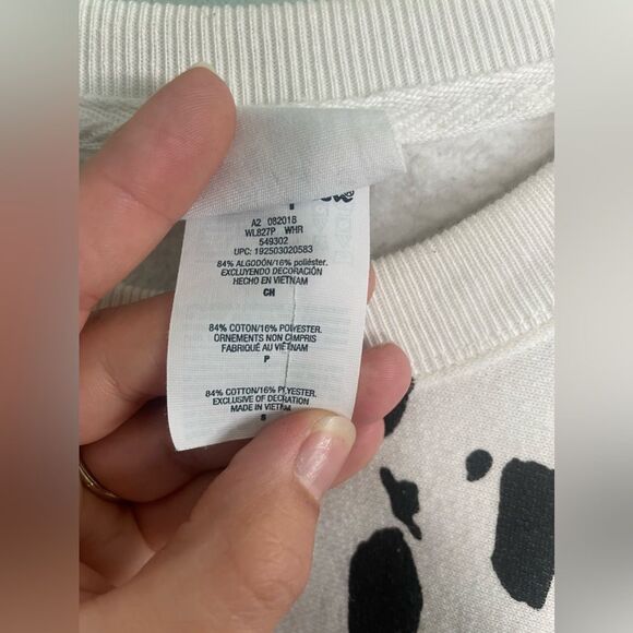 Champion Reverse Weave Dalmatian Black White Print Cropped Sweatshirt Small - Picture 3 of 7